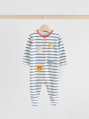 Blue Baby Embroidered Sleepsuits 3 Pack - Image 2 of 14