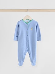 Blue Baby Embroidered Sleepsuits 3 Pack - Image 4 of 14