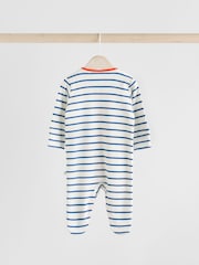 Blue Baby Embroidered Sleepsuits 3 Pack - Image 6 of 14