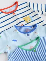 Blue Baby Embroidered Sleepsuits 3 Pack - Image 8 of 14