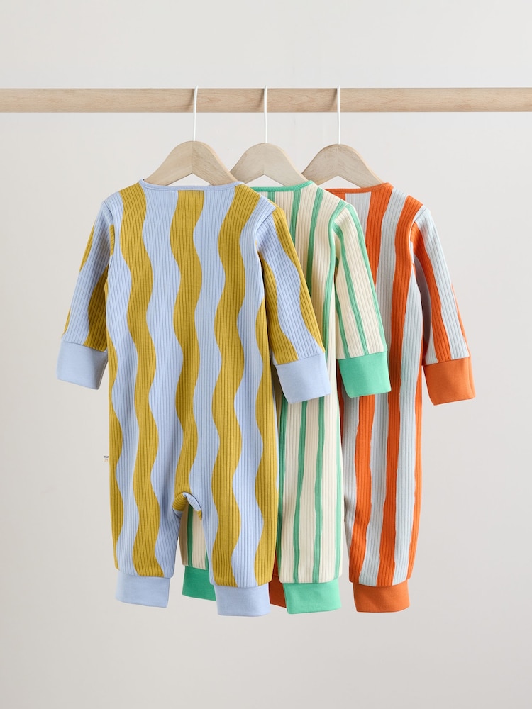 Modra/oranžna - Dojenček Two Way Zip brez stopal 100% Cotton Sleepsuits 3 Paket (0mesec-3leto) - Slika 2 iz 13 Modra/oranžna - Dojenček Two Way Zip brez stopal 100% Cotton Sleepsuits 3 Paket (0mesec-3leto) - Slika 2 iz 13
