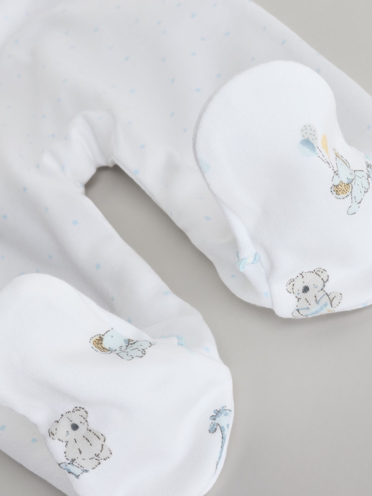 Albastru/Alb - Pijamale întregi pentru bebeluși cu broderie 3 pachet (0-2ani) - Image 10 of 13
