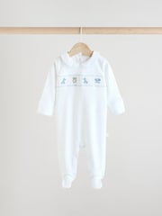 Blue/White Baby Embroidered Sleepsuits 3 Pack (0-2yrs) - Image 3 of 13