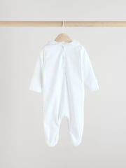 Blue/White Baby Embroidered Sleepsuits 3 Pack (0-2yrs) - Image 4 of 13