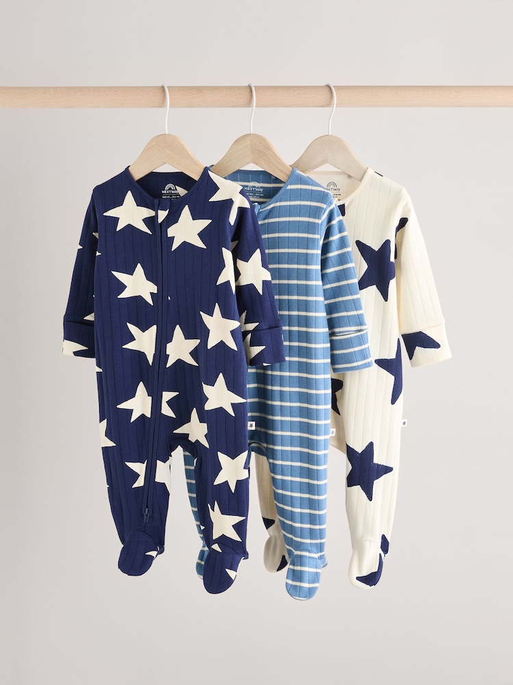 Marineblau - Star Sleepsuits 3 Pack (0mths-2yrs) - Bild 1 von 12 Marineblau - Star Sleepsuits 3 Pack (0mths-2yrs) - Bild 1 von 12