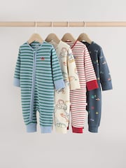 Blue Baby Transport Two Way Zip Footless Sleepsuits 4 Pack (0mths-3yrs) - Image 2 of 13
