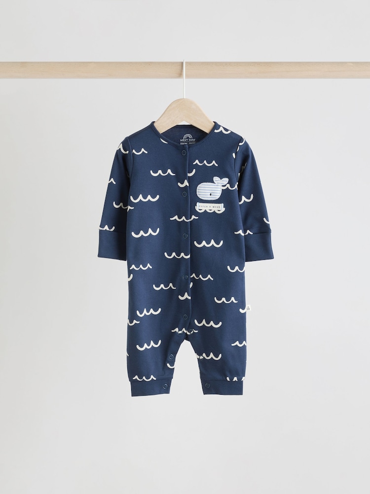 Blue Baby Footless Sleepsuits 3 Pack (0mths-3yrs) - Image 5 of 13