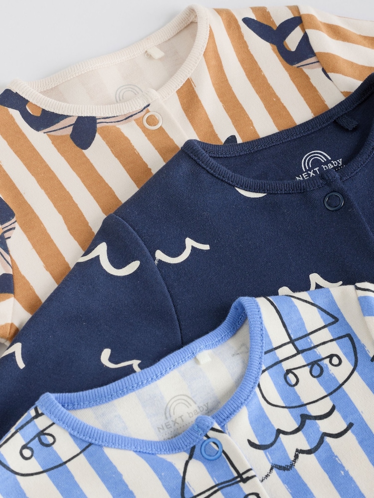 Blue Baby Footless Sleepsuits 3 Pack (0mths-3yrs) - Image 8 of 13