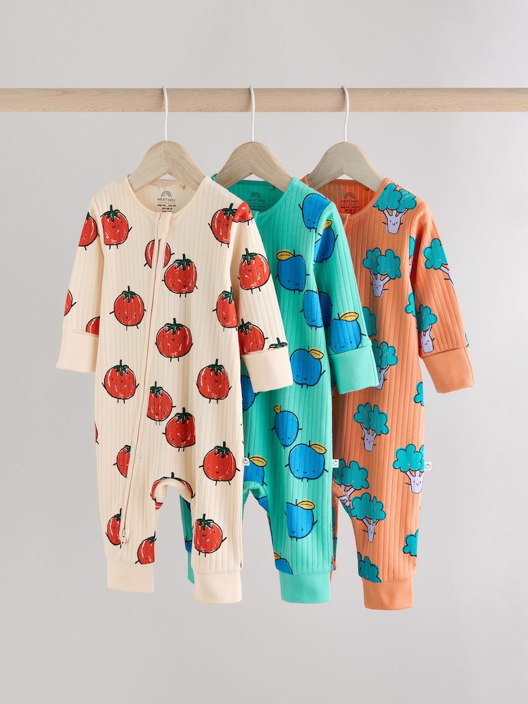 Bright Veg - Dojenček Two Way Zip brez stopal 100% Cotton Sleepsuits 3 Paket (0mesec-3leto) - Slika 1 iz 15 Bright Veg - Dojenček Two Way Zip brez stopal 100% Cotton Sleepsuits 3 Paket (0mesec-3leto) - Slika 1 iz 15