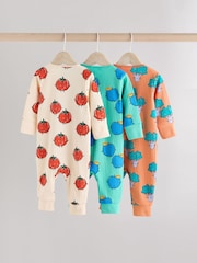 Bright Veg Baby Two Way Zip Footless Sleepsuits 3 Pack (0mths-3yrs) - Image 2 of 15