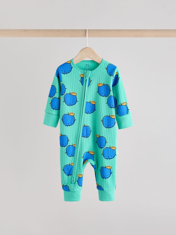 Bright Veg Baby Two Way Zip Footless 100% Cotton Sleepsuits 3 Pack (0mths-3yrs) - Image 4 of 15