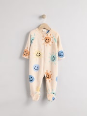 Beige Baby Zip Fleece Sleepsuit - Image 4 of 9