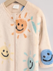 Beige Baby Zip Fleece Sleepsuit - Image 5 of 9