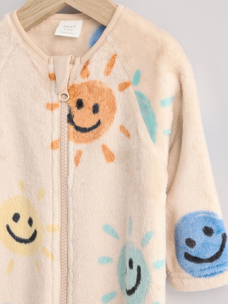 Beige Baby Zip Fleece Sleepsuit - Image 5 of 9