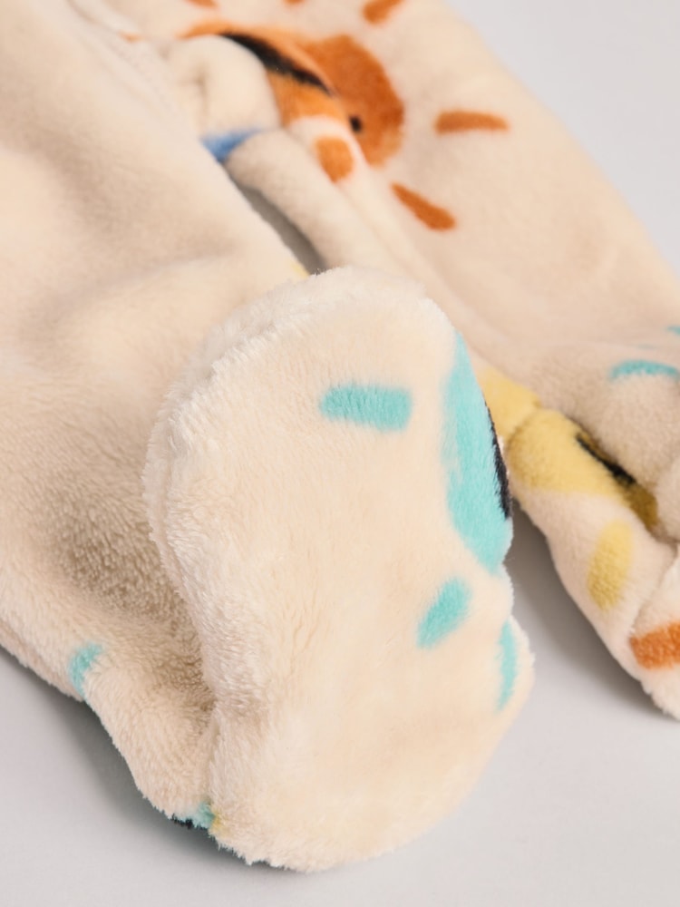 Beige Baby Zip Fleece Sleepsuit - Image 8 of 9
