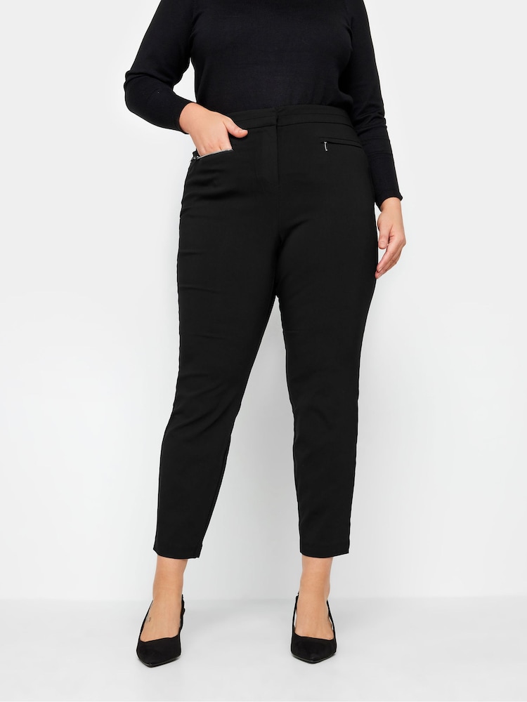 Evans Black Bengaline Tapered Trousers - Image 1 of 2