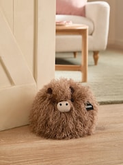 Natural Hamish The Highland Cow Faux Fur Ball Doorstop - Image 1 of 5