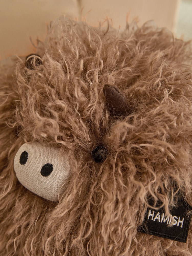 Natural Hamish The Highland Cow Faux Fur Ball Doorstop - Image 2 of 5