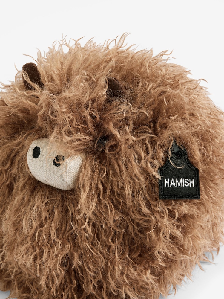 Natural Hamish The Highland Cow Faux Fur Ball Doorstop - Image 5 of 5