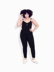 Evans Black Slim Leg Pintuck Front Trousers - Image 1 of 2