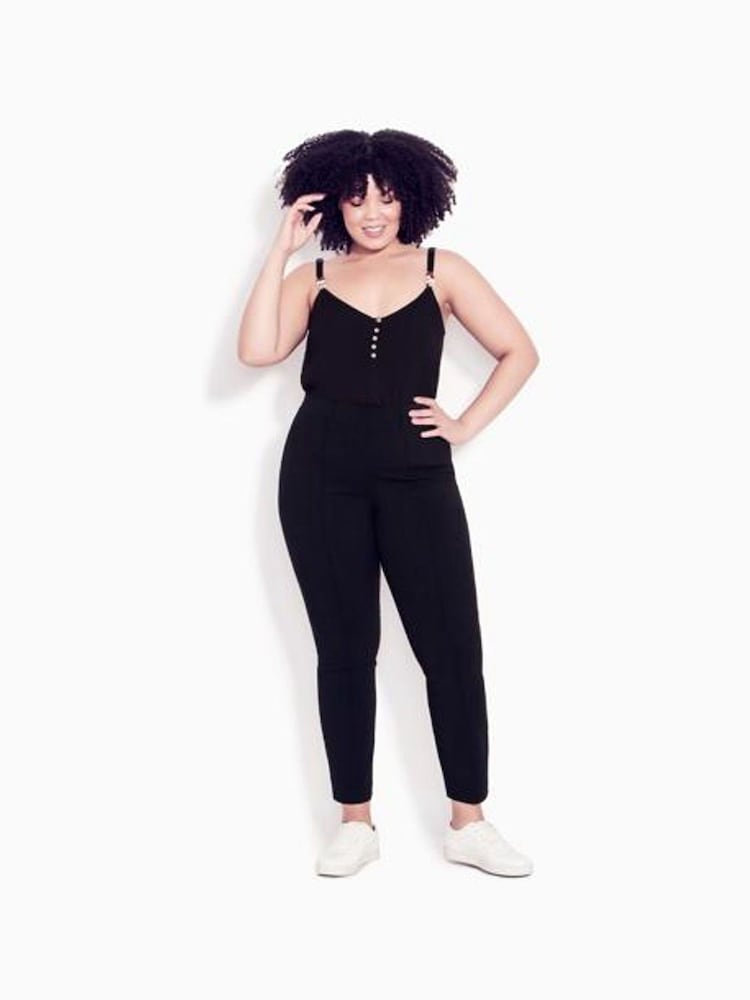Evans Black Slim Leg Pintuck Front Trousers - Image 1 of 2