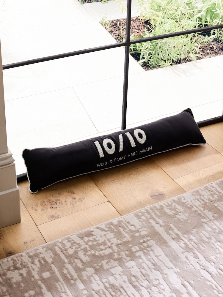Black Ten Out Of Ten Velvet Embellished Draught Excluder - Image 1 of 5