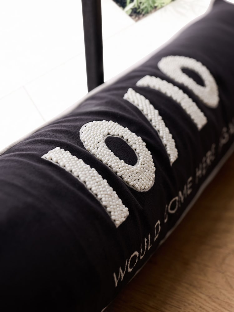 Black Ten Out Of Ten Velvet Embellished Draught Excluder - Image 2 of 5