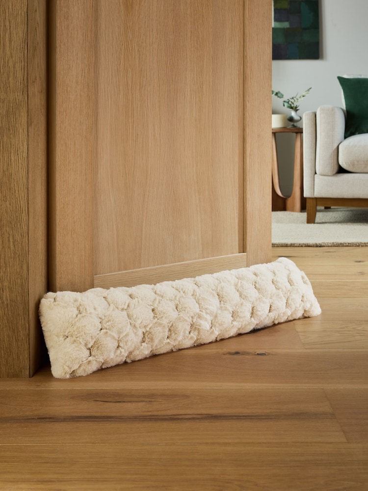 Natural Luna Scallop Plush Faux Fur Draught Excluder - Image 1 of 5