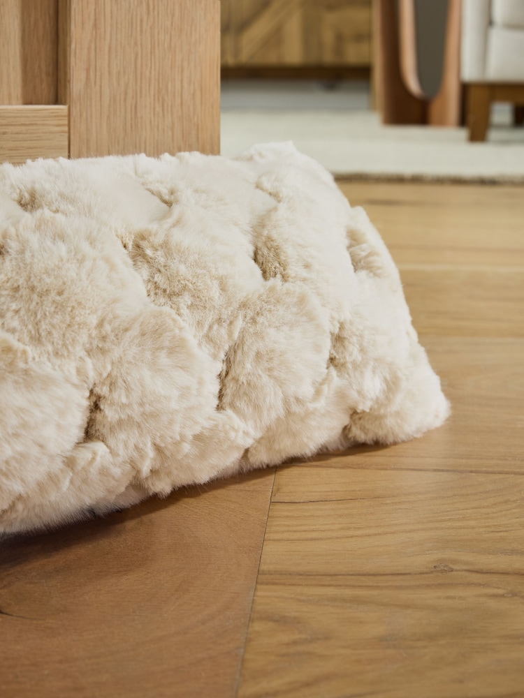Natural Luna Scallop Plush Faux Fur Draught Excluder - Image 2 of 5