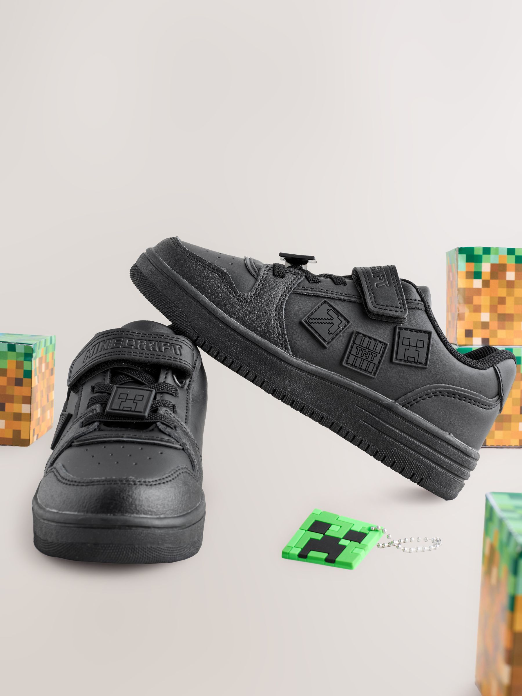 Buy Black Minecraft School Touch Fastening Elastic Lace Shoes from