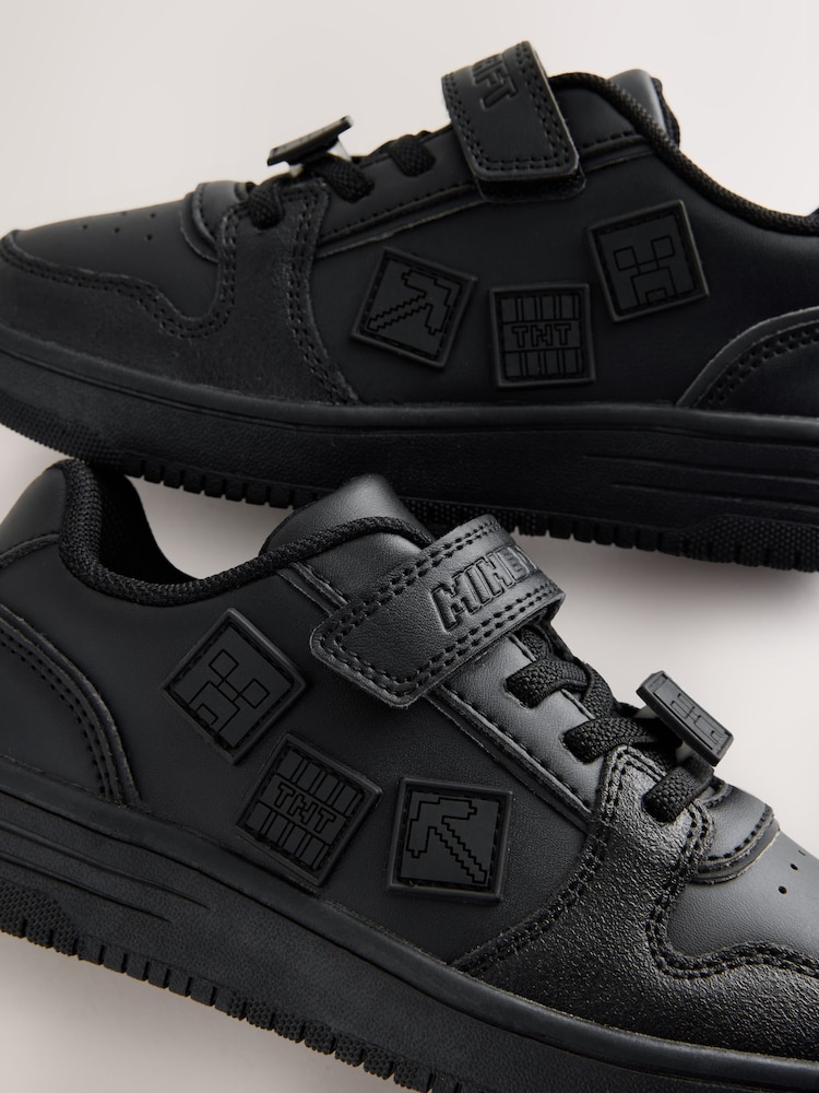 Noir Minecraft - Chaussures School Touch Fastening à lacets élastiques - Image 4 of 6