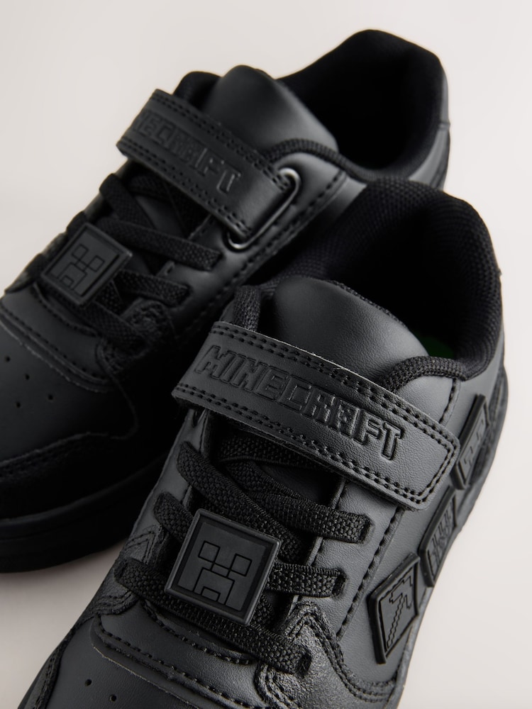 Noir Minecraft - Chaussures School Touch Fastening à lacets élastiques - Image 5 of 6