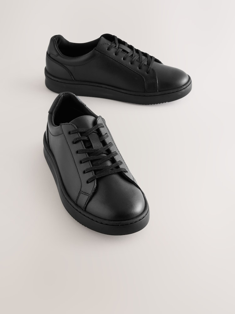 Black Leather Lace Up School Shoes - Image 1 of 5