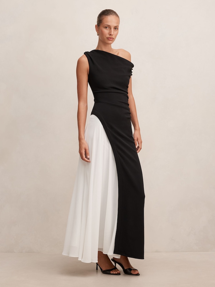 Forever New Black Camille Off Shoulder Contrast Maxi Dress - Image 1 of 4