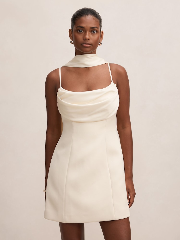 Forever New Cream Darcy Petite Scarf Mini Dress - Image 1 of 5