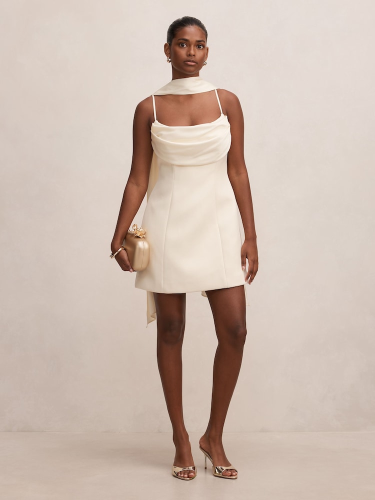 Forever New Cream Darcy Petite Scarf Mini Dress - Image 5 of 5