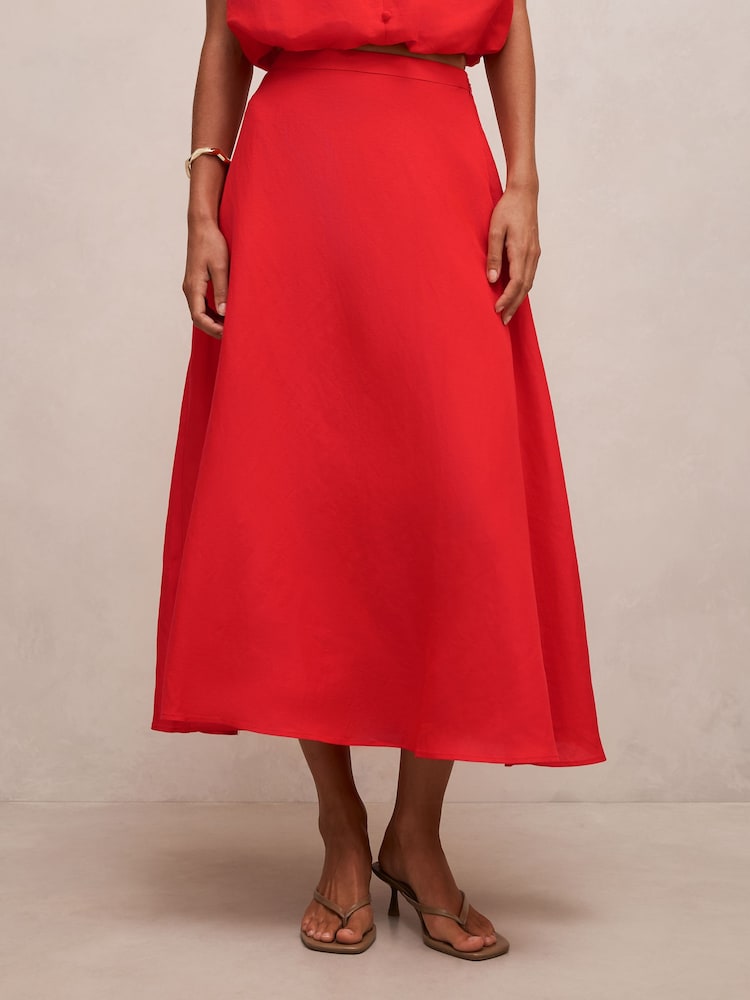 Forever New Red Neve Circle Skirt Contains Linen - Image 1 of 5 Forever New Red Neve Circle Skirt Contains Linen - Image 1 of 5