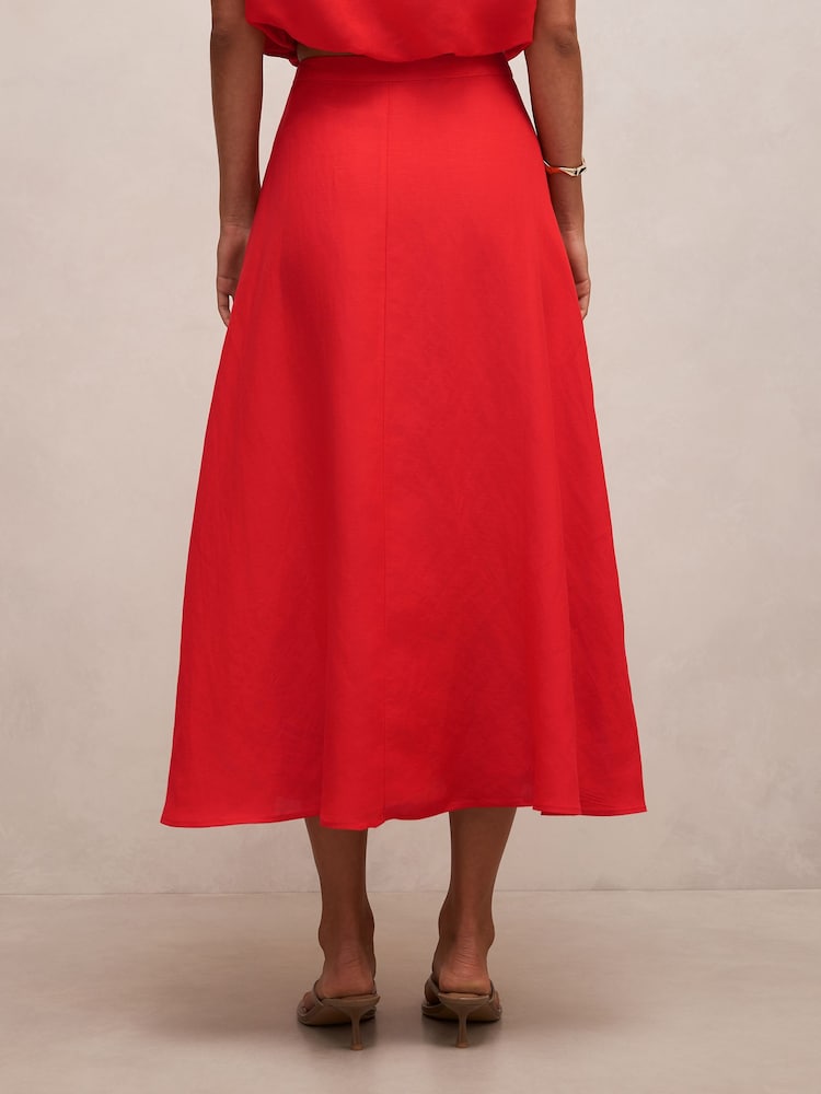 Forever New Red Neve Circle Skirt Contains Linen - Image 2 of 5 Forever New Red Neve Circle Skirt Contains Linen - Image 2 of 5