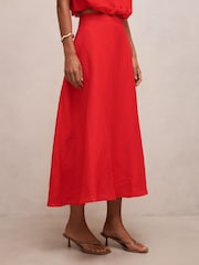 Forever New Red Neve Circle Skirt Contains Linen - Image 4 of 5