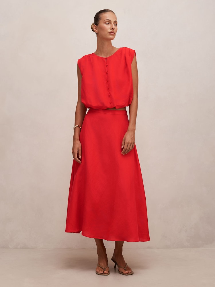 Forever New Red Neve Circle Skirt Contains Linen - Image 5 of 5 Forever New Red Neve Circle Skirt Contains Linen - Image 5 of 5