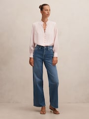 Forever New Pink Astra Lace Trim Blouse Contains Linen - Image 2 of 5