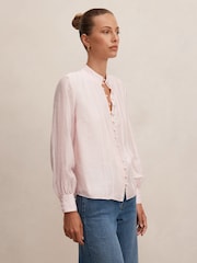 Forever New Pink Astra Lace Trim Blouse Contains Linen - Image 3 of 5