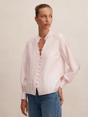 Forever New Pink Astra Lace Trim Blouse Contains Linen - Image 4 of 5