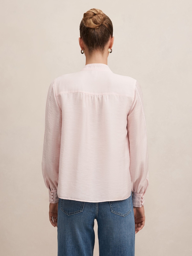 Forever New Pink Astra Lace Trim Blouse Contains Linen - Image 5 of 5 Forever New Pink Astra Lace Trim Blouse Contains Linen - Image 5 of 5