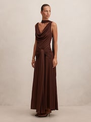 Forever New Brown Vivianne Scarf Tie Maxi Dress - Image 4 of 4