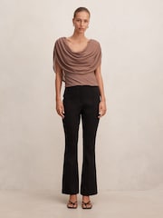 Forever New Brown Olivia Draped Mesh Cape Top - Image 5 of 5