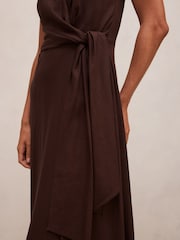 Forever New Brown Zoey Halter Neck Tie Midi Dress Contains Linen - Image 3 of 4