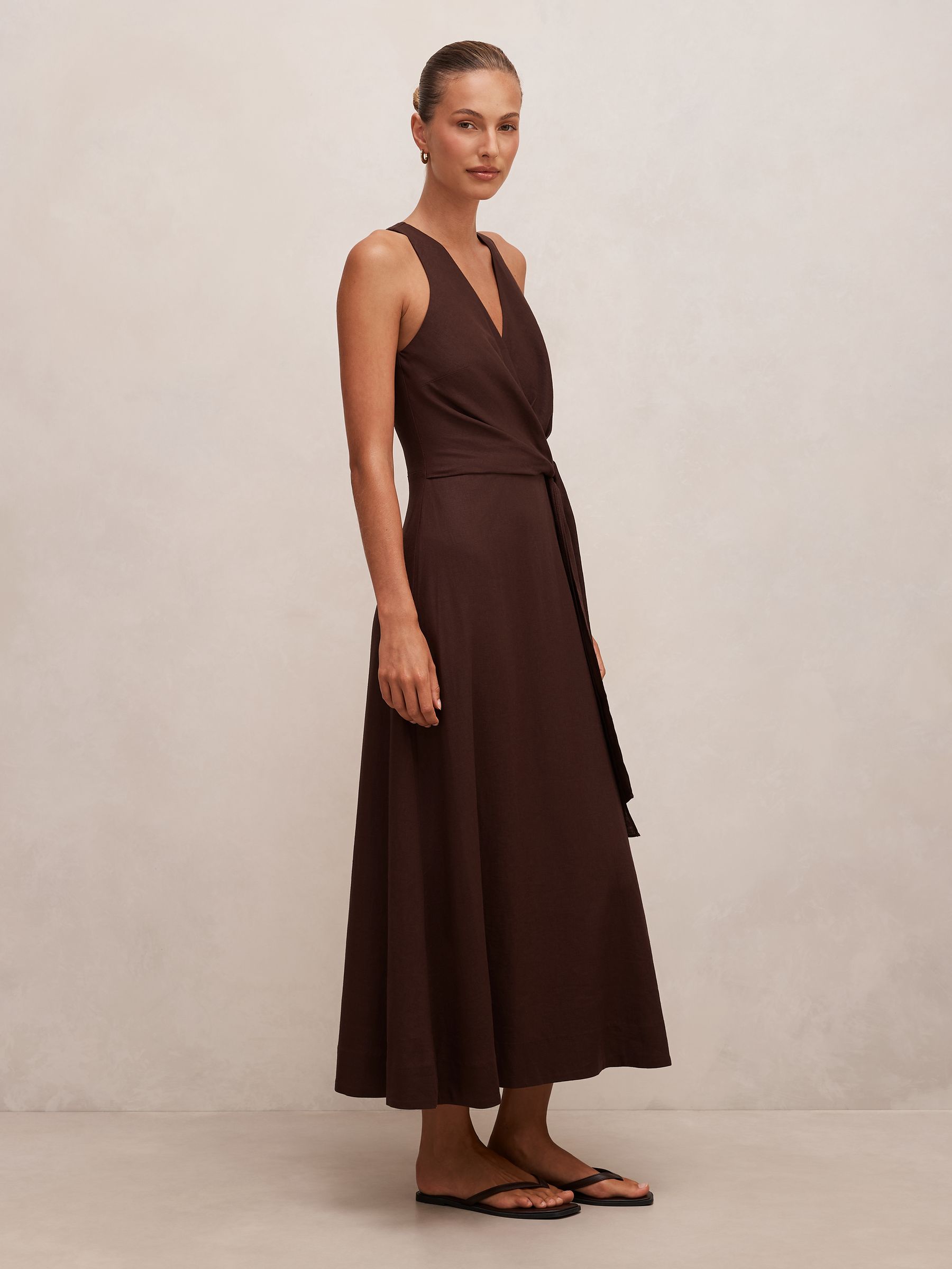 Buy Forever New Brown Zoey Halter Neck Tie Midi Dress Contains