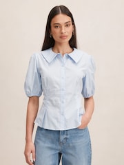 Forever New Blue Gracie Bubble Sleeves Shirt - Image 1 of 5