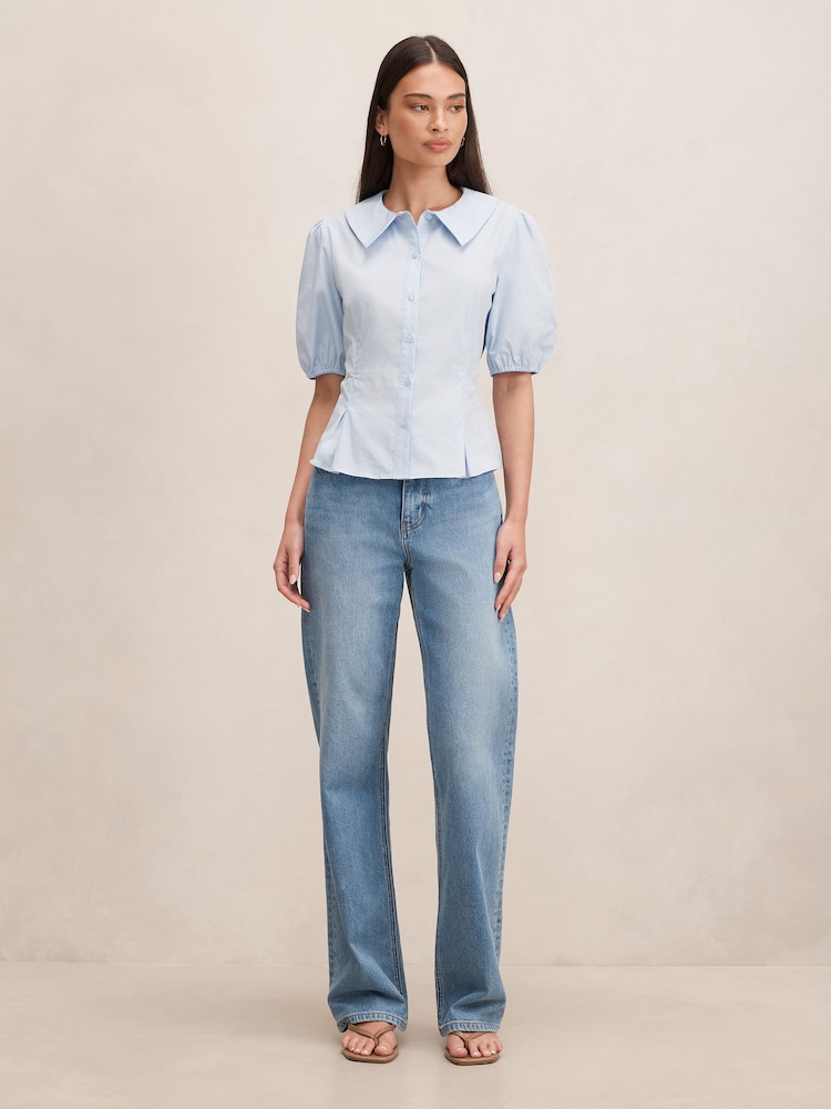 Forever New Blue Gracie Bubble Sleeves Shirt - Image 5 of 5